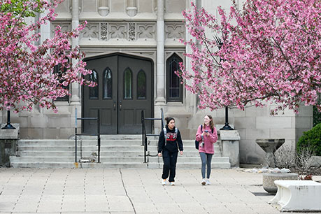 Students on campus. Links to Candy and John Rosene story